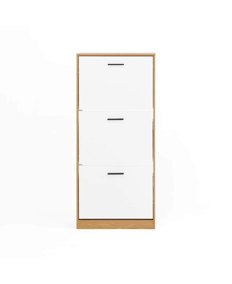 Streamdale Shoe Storage Cabinet with 3 White Panel Flip Drawers, Freestanding Organizer for Entryway, Narrow Shoe Rack Cabinet