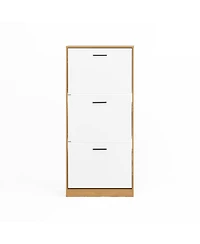 Streamdale Shoe Storage Cabinet with 3 White Panel Flip Drawers, Freestanding Organizer for Entryway, Narrow Shoe Rack Cabinet