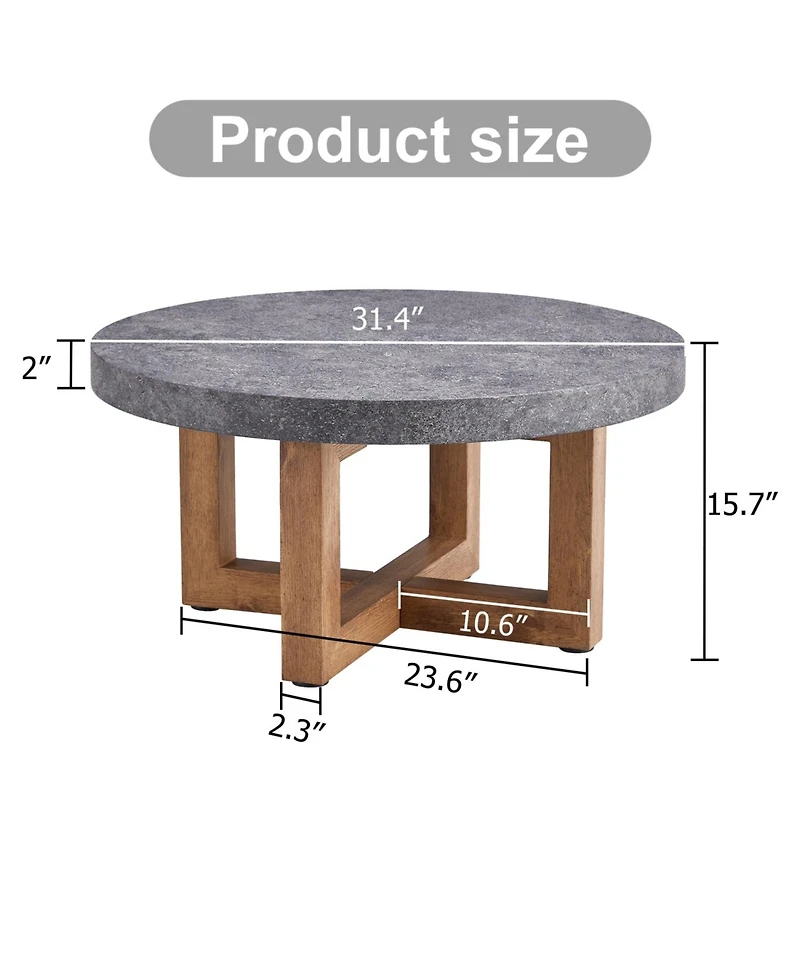 Streamdale Modern Gray Textured Mdf Coffee Table, 31.4" Round