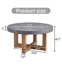 Streamdale Modern Gray Textured Mdf Coffee Table, 31.4" Round