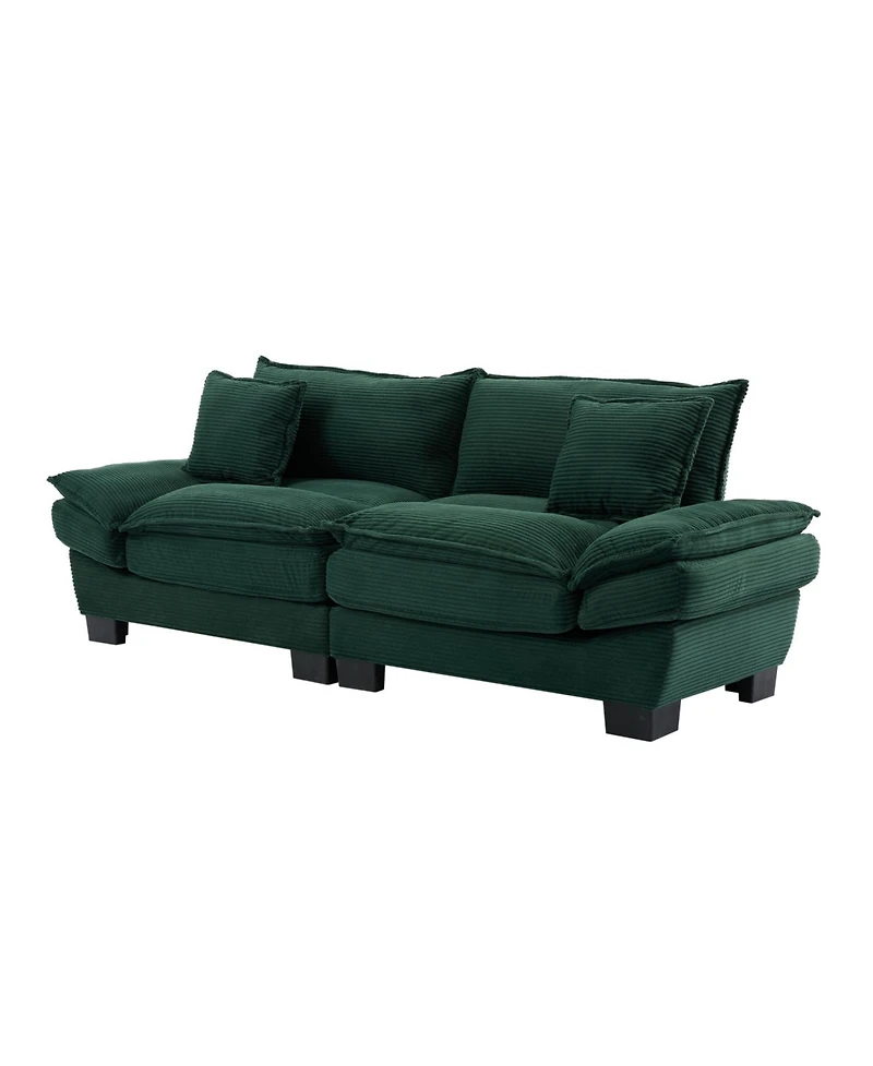 Streamdale Corduroy Loveseat Sleeper Sofa with Pillows - Green