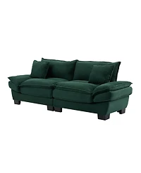 Streamdale Corduroy Loveseat Sleeper Sofa with Pillows - Green