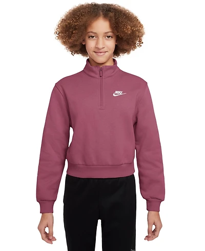 Nike Sportswear Big Girls Club Fleece 1/2-Zip Long-Sleeve Top