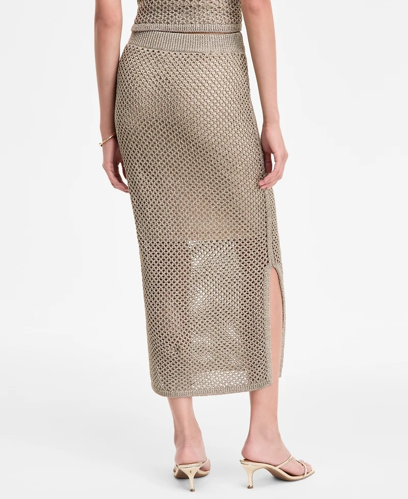 I.n.c. International Concepts Women's Metallic-Knit Skirt, Exclusively at Macy's