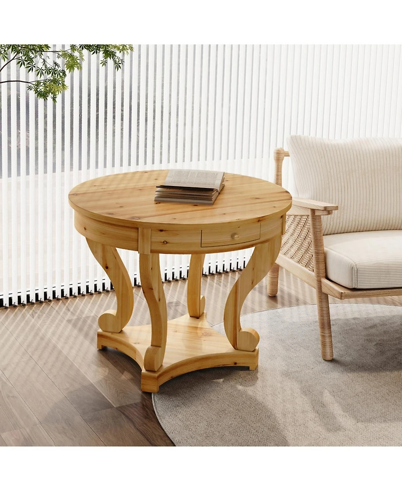 Streamdale Farmhouse Style Round End Table, Coffee Table for Home