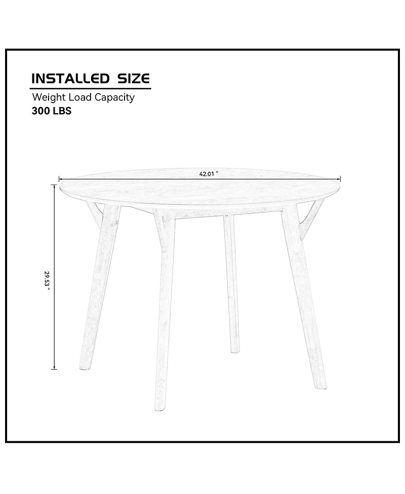 Streamdale 42" Round Dining Table Modern Wood Table for 4