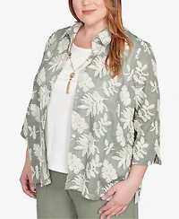 Alfred Dunner Plus Copper Canyon Soutache Leaf Two One Top with Necklace