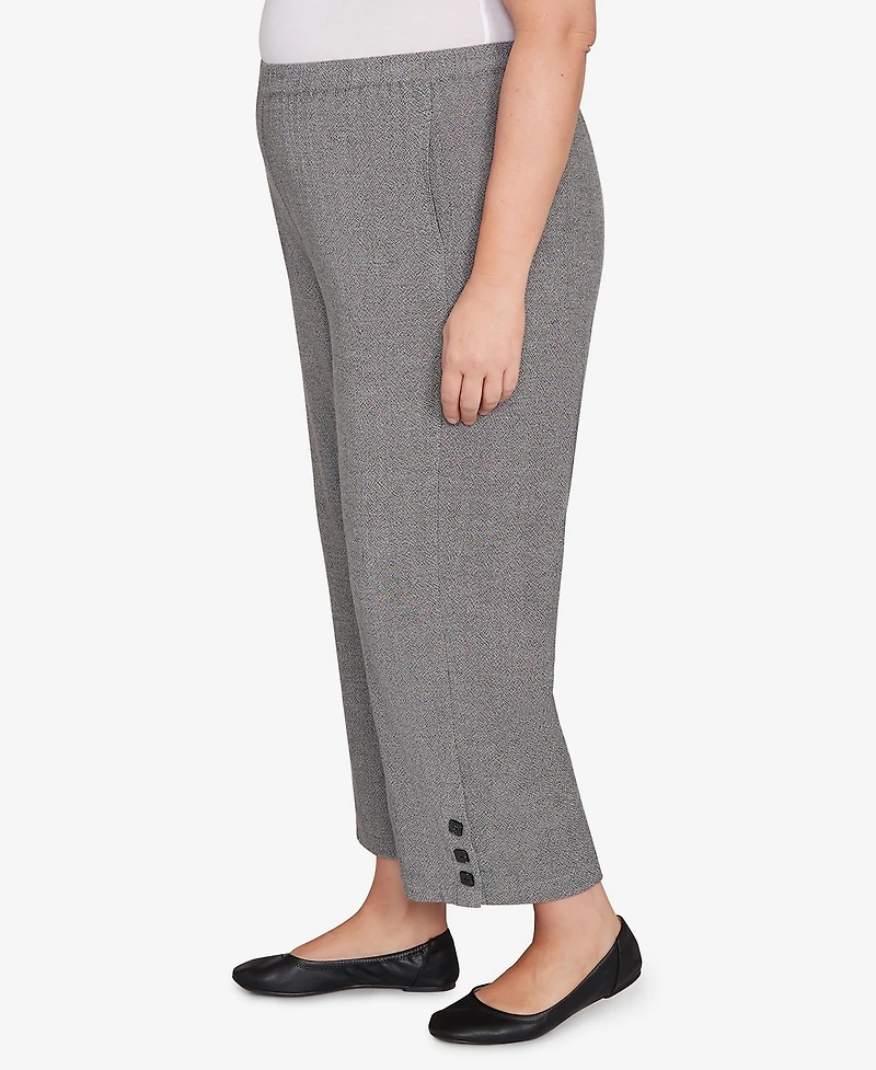 Alfred Dunner Plus Santa Barbara Button Cuffed All Around Elastic Ankle Pants