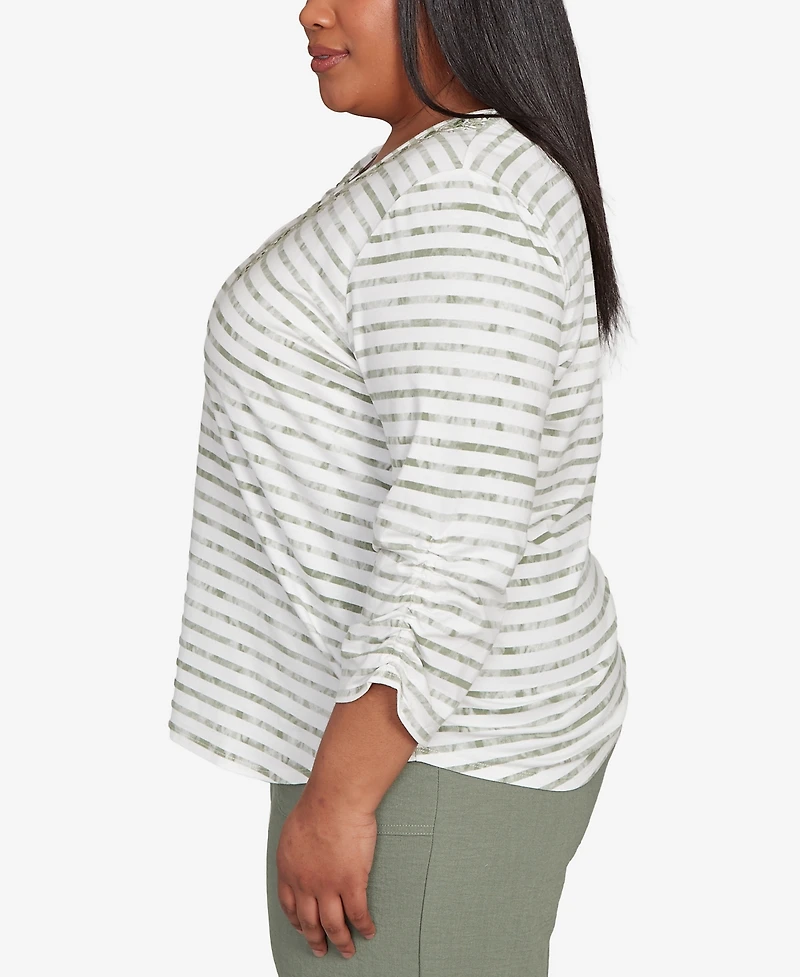 Alfred Dunner Plus Copper Canyon Textured Medallion Neckline Top