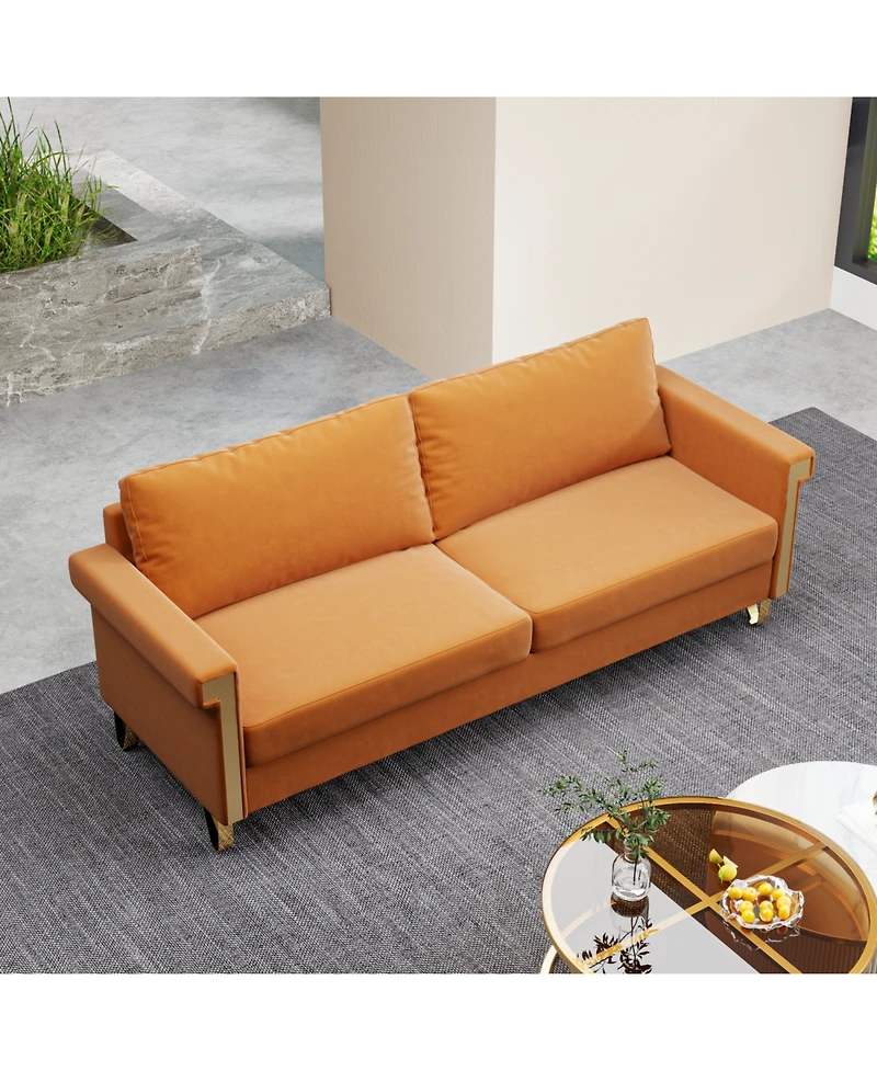 Streamdale Modern Velvet Sofa with Gold Legs & Deep Cushions (76.34