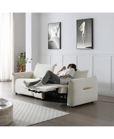 Streamdale Power Lift Sofa with Cup Holders, Usb, Storage, Sleeper, Linen