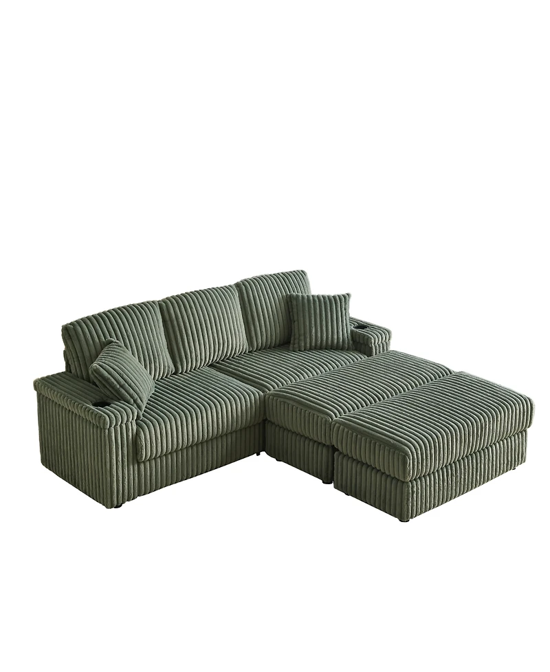 Streamdale Comfy 3-Seater Corduroy Sofa with Storage Spaces