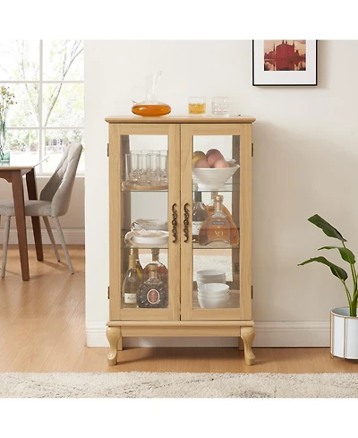Streamdale Elegant Curio Cabinet with Mirrored Back and Adjustable Shelves