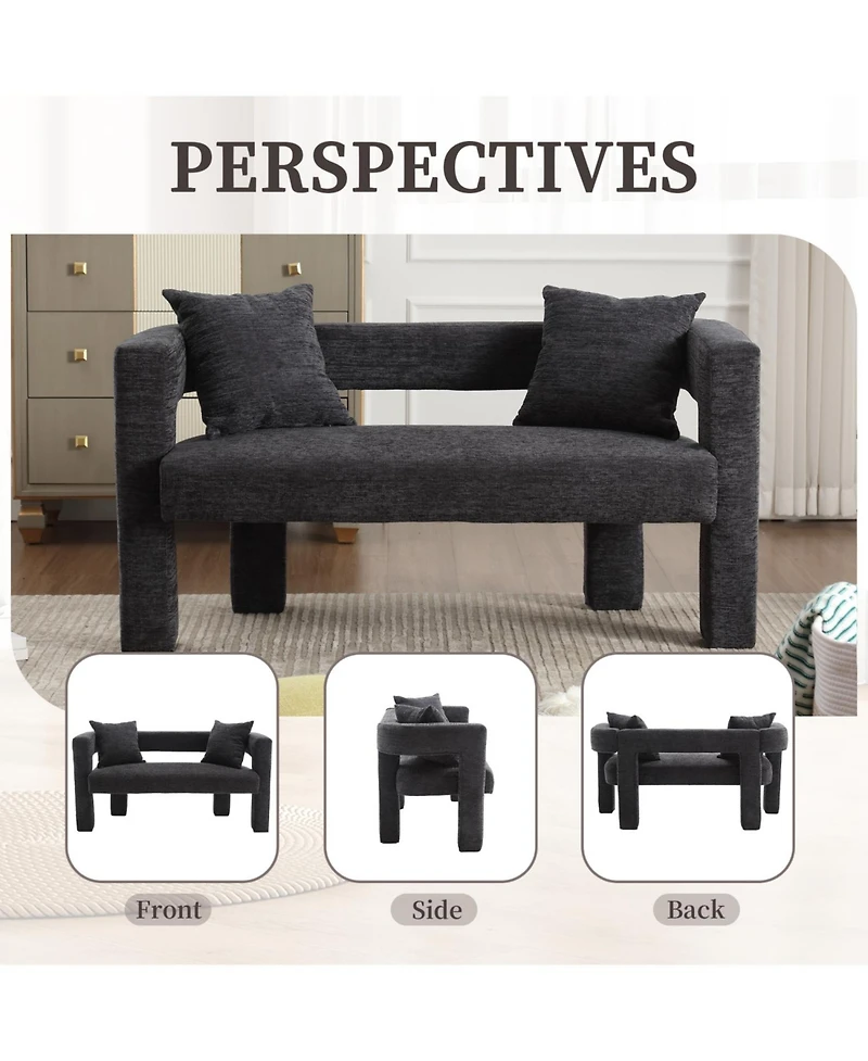 Streamdale Modern Comfy 2-Seater Chenille Loveseat (Carbon Black)