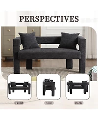 Streamdale Modern Comfy 2-Seater Chenille Loveseat (Carbon Black)