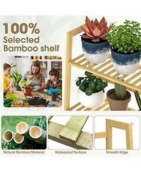 4-Tier Bamboo Ladder Shelf Multipurpose Bookcase, Plant Stand, or Storage Rack