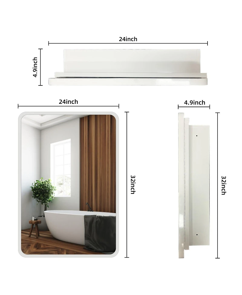 Streamdale Furniture Streamdale White Metal Medicine Cabinet with Mirror (24x32)