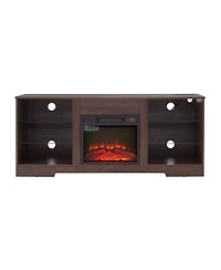 Streamdale Modern Electric Fireplace Tv Stand with Glass Shelves