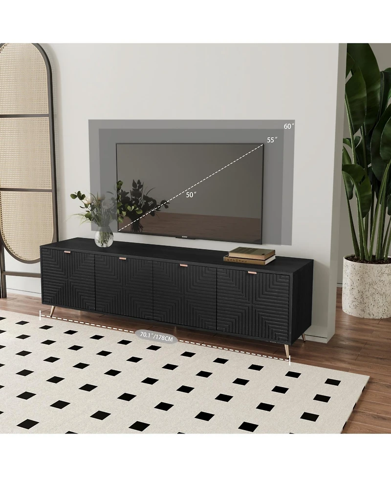 Streamdale Extendable Tv Cabinet with Storage, Adjustable Shelves, Lacquered Wood Veneer