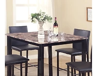 Streamdale Citico Metal Faux Marble Dining Table, Black