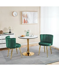 Streamdale Green Velvet Dining Chair (Set of 2) with Gold Legs