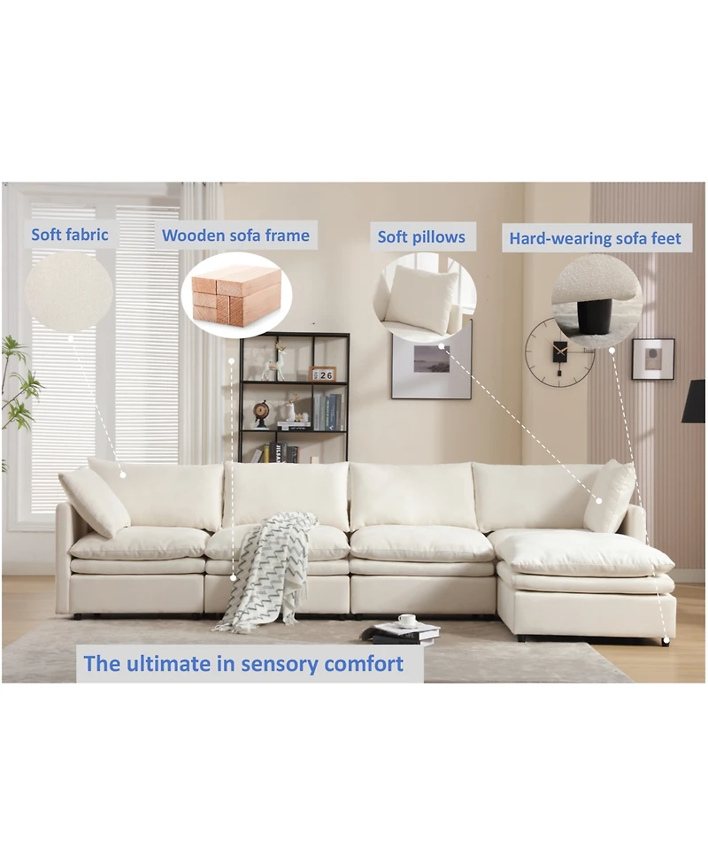 Streamdale 5-Seat U-Shaped Sectional Sofa with Sleeper and Chaise Lounge