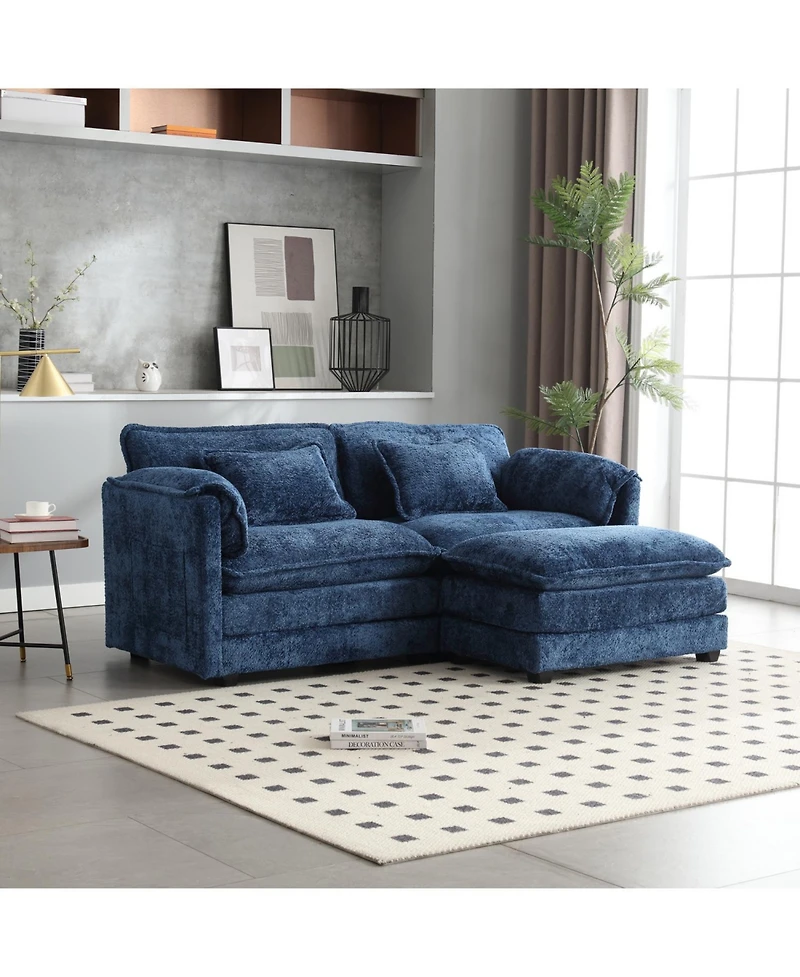 Streamdale Chenille fabric, removable armrests with side pockets, high density sponge filling, oversized double sofa with footstool