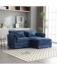 Streamdale Chenille fabric, removable armrests with side pockets, high density sponge filling, oversized double sofa with footstool