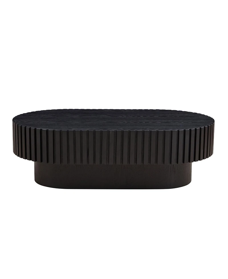 Streamdale 43" Handcraft Oval Coffee Table with Pedestal, Black