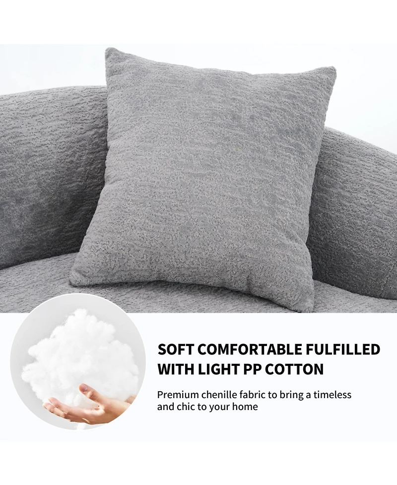 Streamdale 4-Seater Light Gray Sofa with Chenille Fabric and Pillows