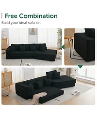 Streamdale Black Lamb Velvet Folding Sleeper Sofa Bed