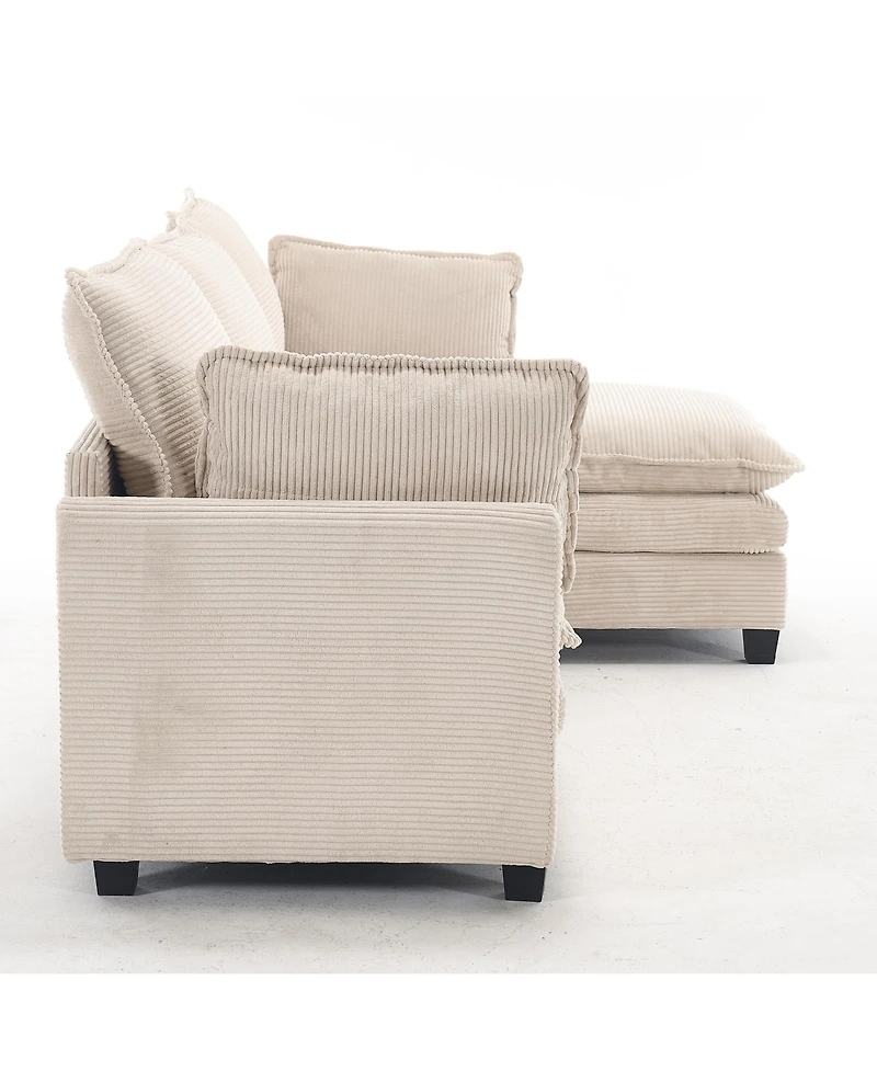 Streamdale Modular Velvet U-Shaped Sofa with Ottoman & Pillows