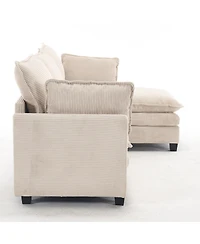 Streamdale Modular Velvet U-Shaped Sofa with Ottoman & Pillows