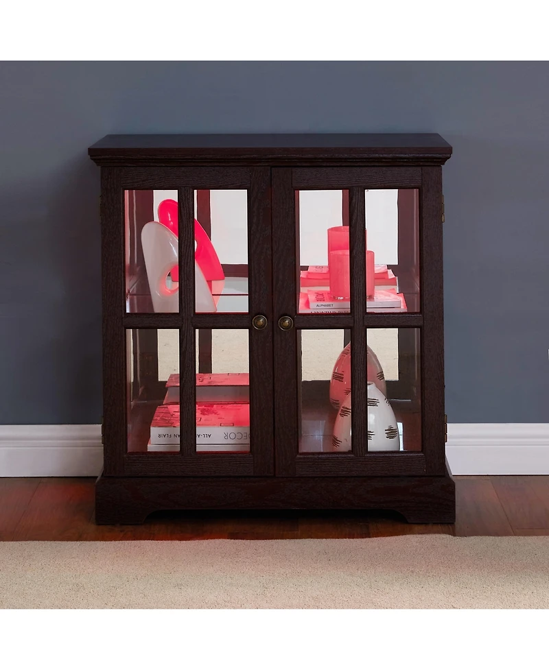 Streamdale Led Display Cabinet with Adjustable Shelves, Lattice Doors