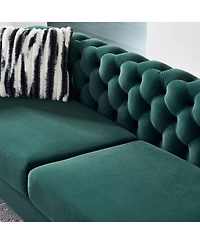 Streamdale Chesterfield Modern Tufted Velvet Living Room Sofa, 84.25"W Couch,Green
