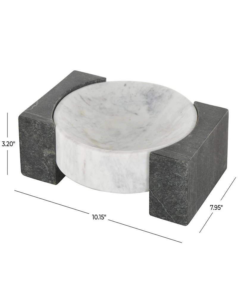 Rosemary Lane Marble Tray with Black Rectangular Blocks, 10" x 8"