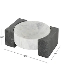Rosemary Lane Marble Tray with Black Rectangular Blocks, 10" x 8"