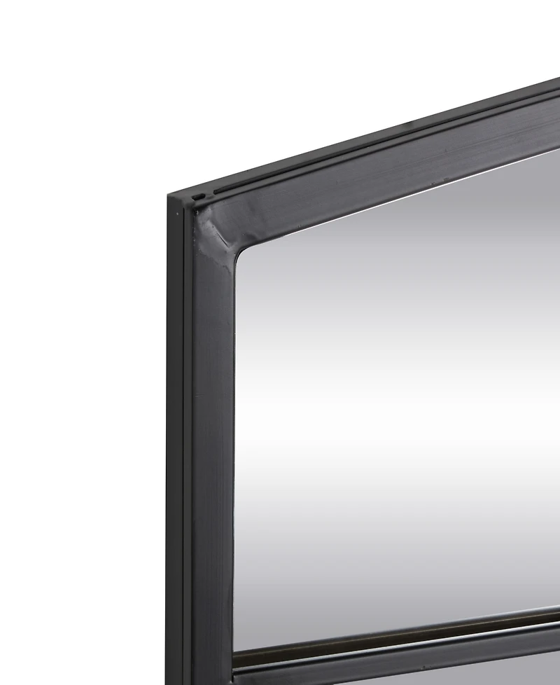 Rosemary Lane 34" Metal Arched Window Pane Inspired Room Wall Mirror with Black Frame