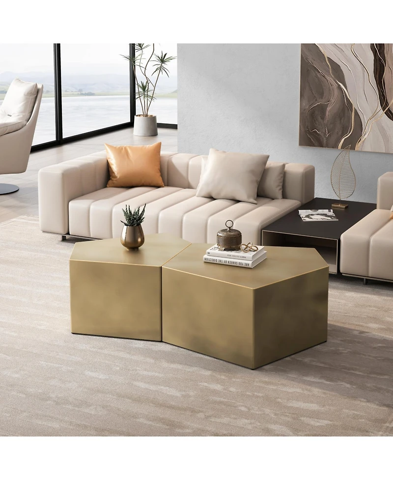 Streamdale Irregular Pentagon Coffee Table Set (Set of 2)