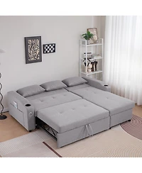 Streamdale 84" Adjustable Sofa Bed with Storage & Usb, Convertible to L-Shape