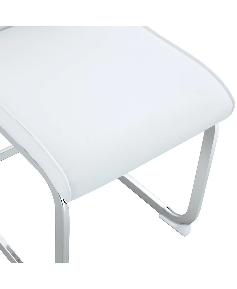 Streamdale Luxury Simple Arch Chair - Set of 6 White Pu Material High Resilience Dining Chair with Arched Metal Silver Leg