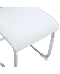 Streamdale Luxury Simple Arch Chair - Set of 6 White Pu Material High Resilience Dining Chair with Arched Metal Silver Leg