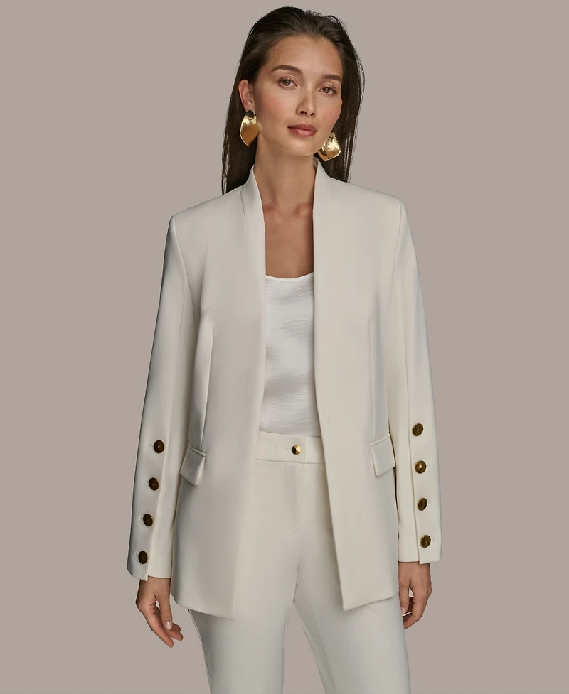 Donna Karan New York Women's Button Sleeve Blazer, Regular & Petite