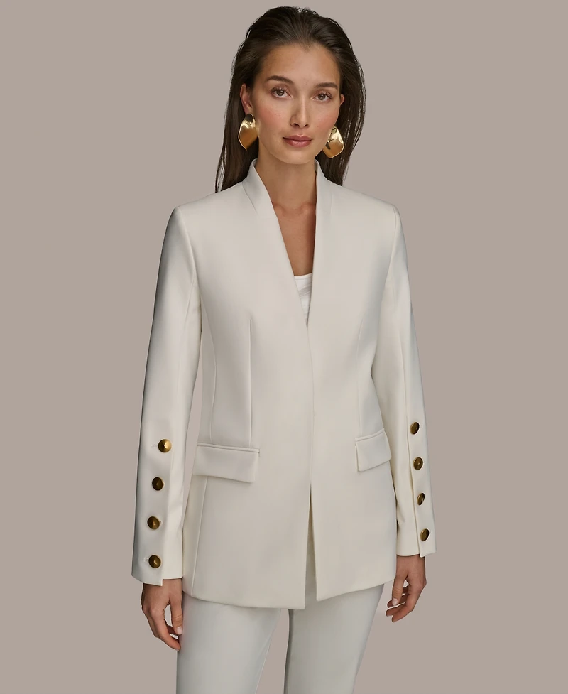 Donna Karan New York Women's Button Sleeve Blazer, Regular & Petite