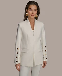 Donna Karan New York Women's Button Sleeve Blazer, Regular & Petite