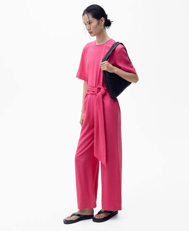 Mango Women's Straight-Fit Short-Sleeved Jumpsuit