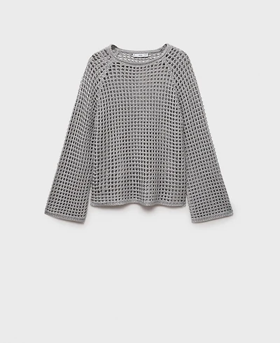 Mango Women's Long Sleeve Crochet Sweater