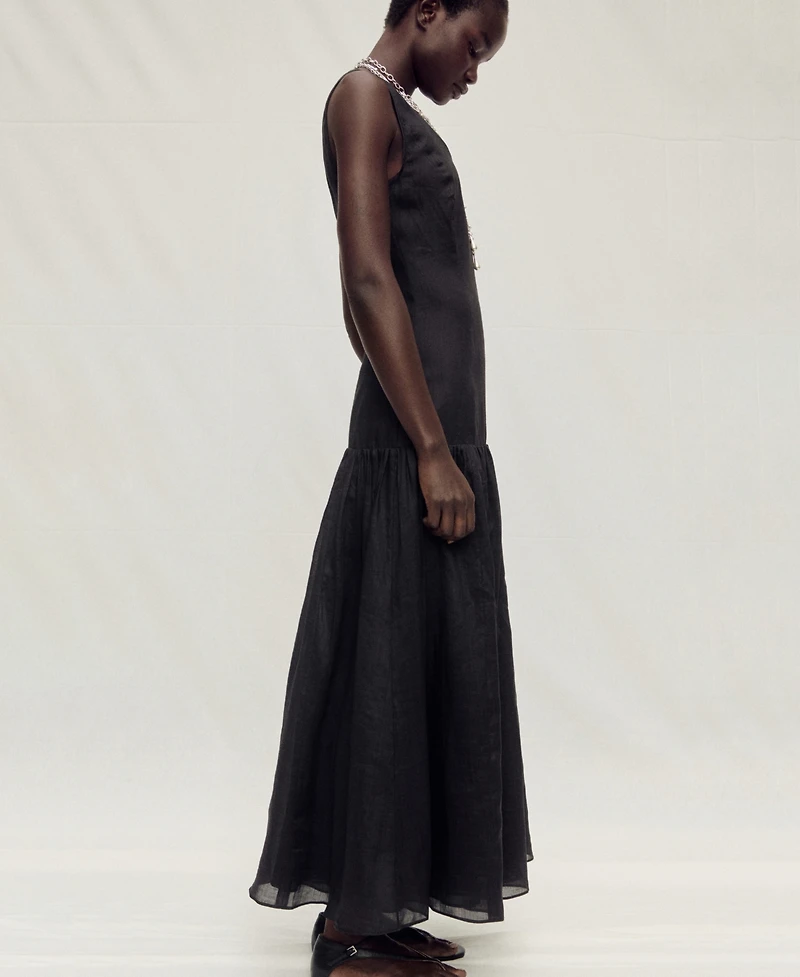 Mango Women's Ruffled Linen-Blend Dress