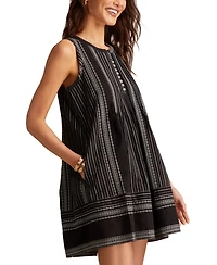Lucky Brand Women's Cotton Pintuck Button-Front Mini Dress