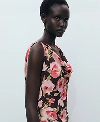 Mango Women's Draped Neck Floral Dress